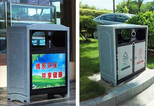 欣方圳仿大理石垃圾桶廠(chǎng)家為清遠高校送貨上門(mén)。