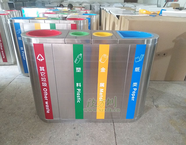 商場(chǎng)不銹鋼分類(lèi)垃圾桶工廠(chǎng)絲印圖