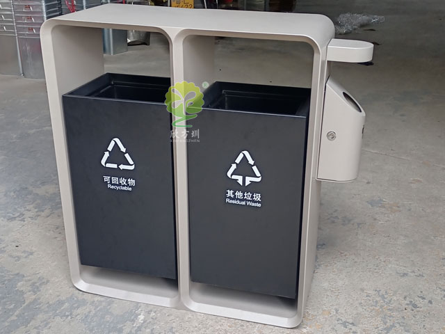 深圳福田城市形象不銹鋼分類(lèi)果皮箱打樣款式