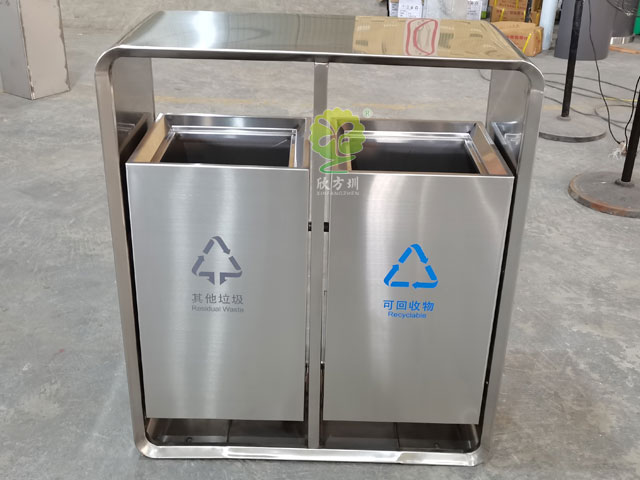深圳福田城市形象不銹鋼分類(lèi)果皮箱打樣款式