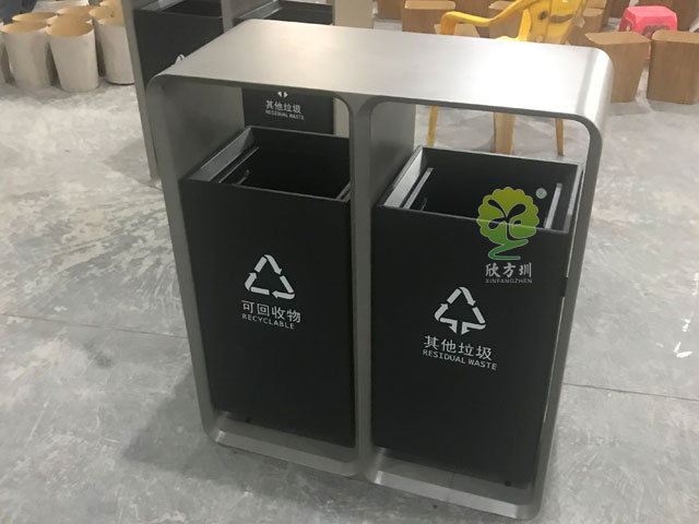 深圳福田城市形象不銹鋼分類(lèi)果皮箱打樣款式