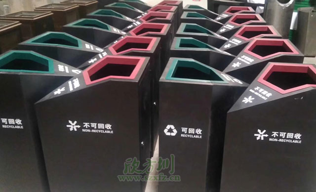 蘇州天虹商場(chǎng)鋼板噴塑分類(lèi)垃圾桶廠(chǎng)家生產(chǎn)圖