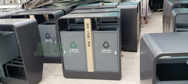戶(hù)外鋼制環(huán)衛垃圾桶工廠(chǎng)批量生產(chǎn)圖