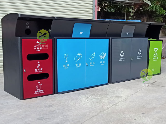 深圳新標準玻金塑紙廚余其他分類(lèi)垃圾桶金屬外罩