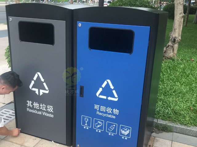 深圳福田240升兩分類(lèi)箱體套桶道路戶(hù)外垃圾桶罩