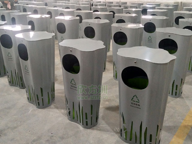 深圳前海商業(yè)街戶(hù)外異形金屬果皮箱
