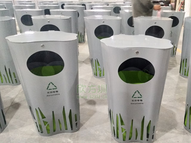 深圳前海商業(yè)街戶(hù)外異形金屬果皮箱