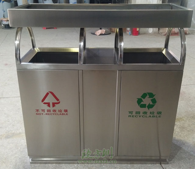 不銹鋼戶(hù)外分類(lèi)垃圾桶帶花盆
