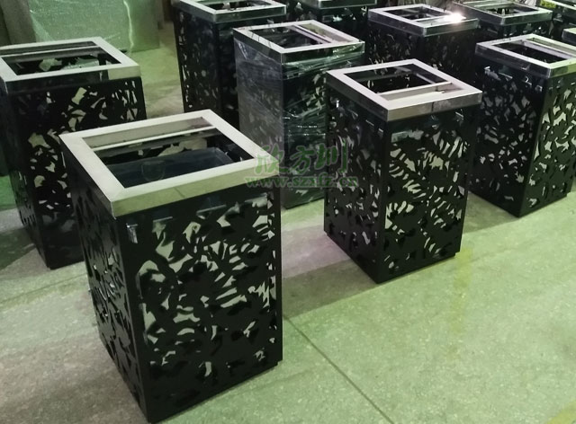 金屬鏤空圖案戶(hù)外垃圾桶廠(chǎng)家生產(chǎn)圖